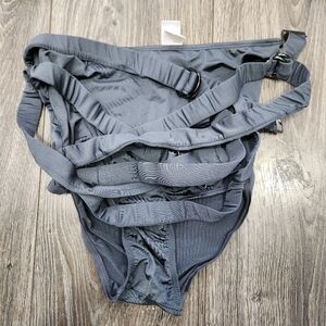 Zimmermann Gray Charcoal Swim Bikini Bottom High Waist Straps Size 6/7